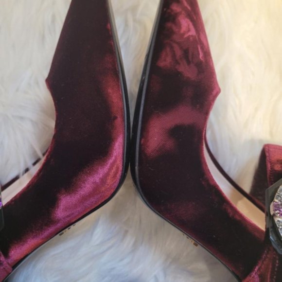 PRADA VELVET MARY JANE BROOCH PUMP SHOE SZ 8 - Picture 8 of 10